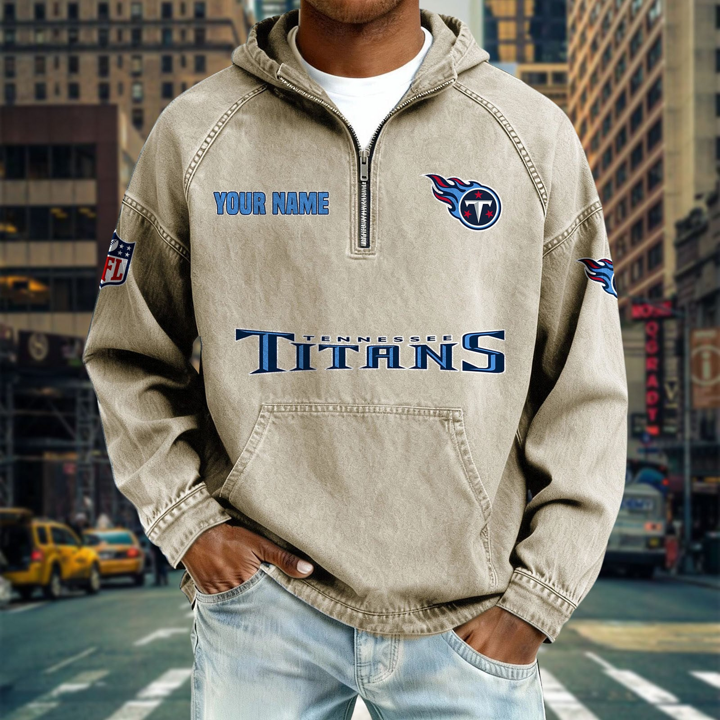TT x NFL Denim Long - Sleeved Hooded Sweatshirt DDT NTL
