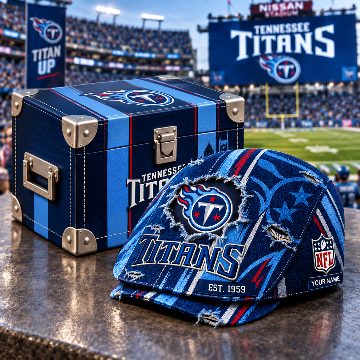 TT x NFL Distressed Flat Cap Set with Luxury Storage Box