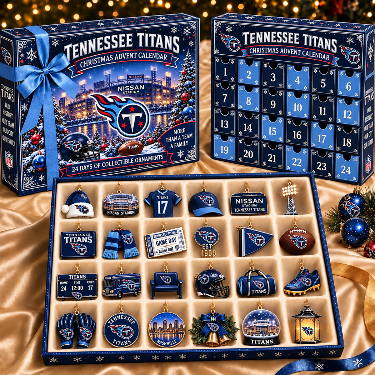 TT x NFL Team Christmas Advent Calendar Box - 24 Days Countdown Tree Ornaments Gift Set 2809 NAK TTT
