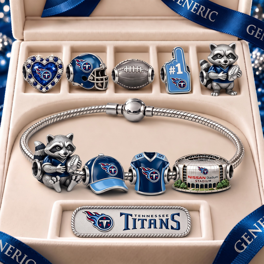 TT x Premium NFL Fan Charm Bracelet - Pandora Style Sports Charm Set