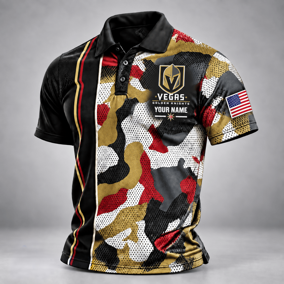 VGK x NHL x USVeteran Premium Personalized Polo Shirt