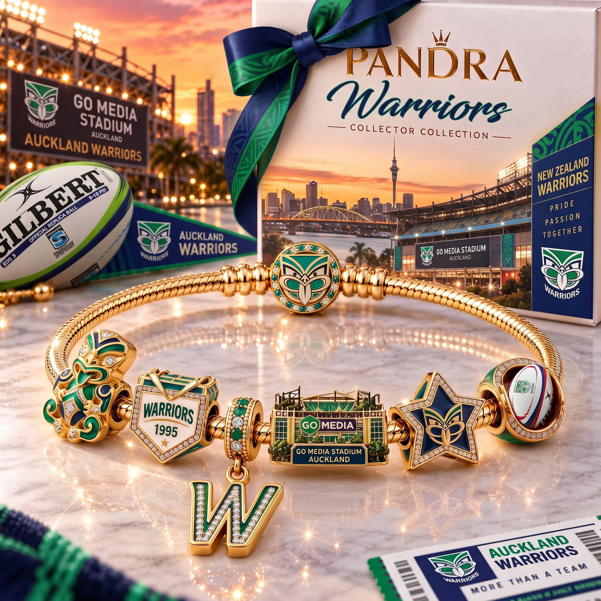 WA x Premium NRL Heritage Gold Charm Bracelet Gift Set