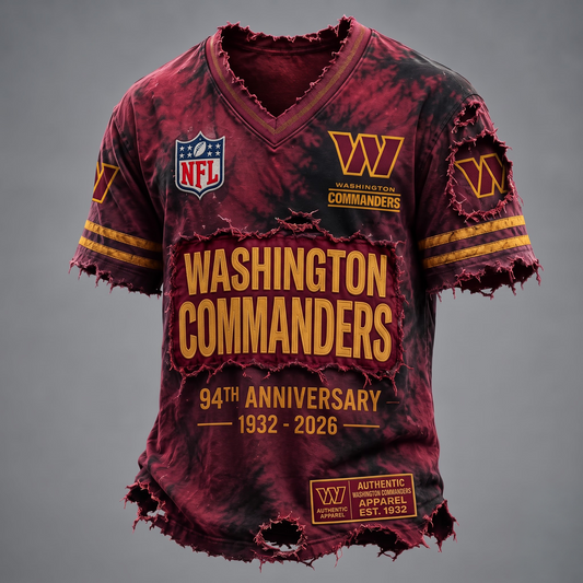 WAS X Custom Football Fan Distressed V-Neck Shirt