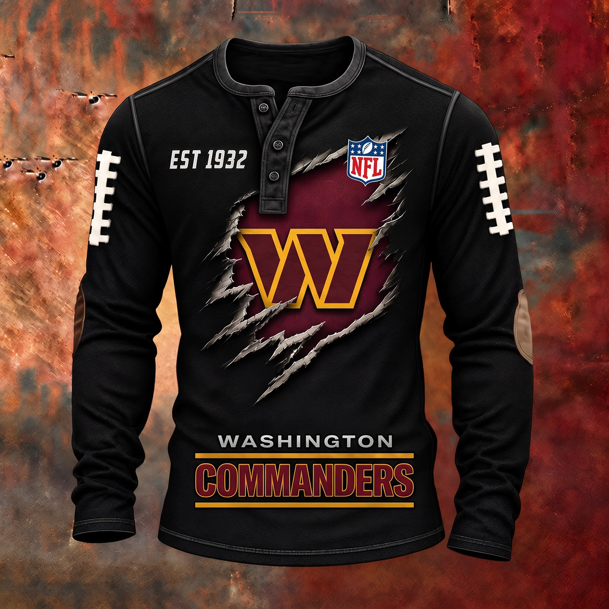 WAS X PREMIUM NFL Distressed Long Sleeve Jersey 1709 V2