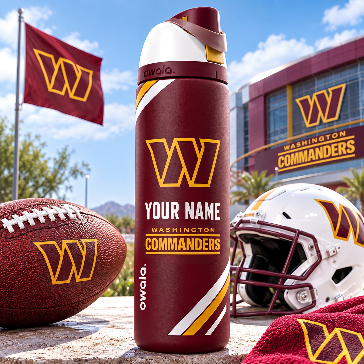 WAS X Premium NFL Owala Water Bottle