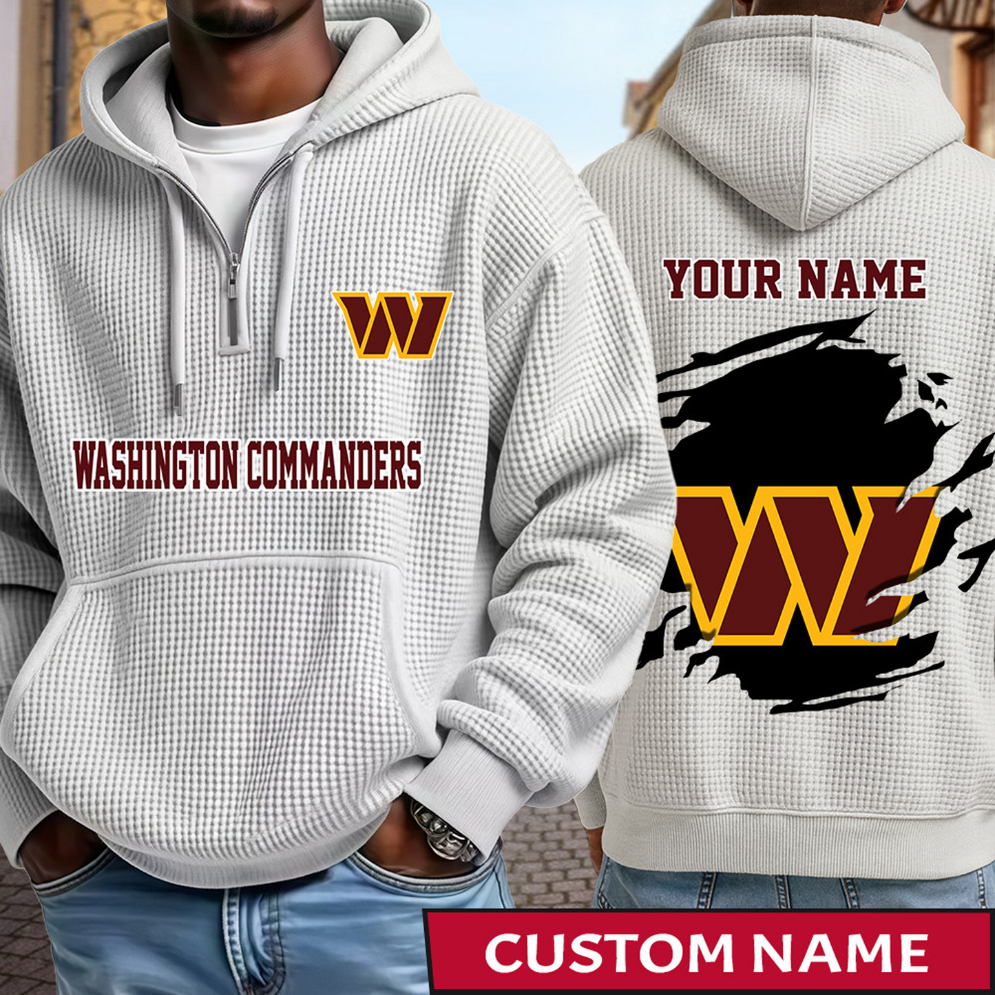 WAS x NFL Waffle Half Zip Hoodie DATND TANTD