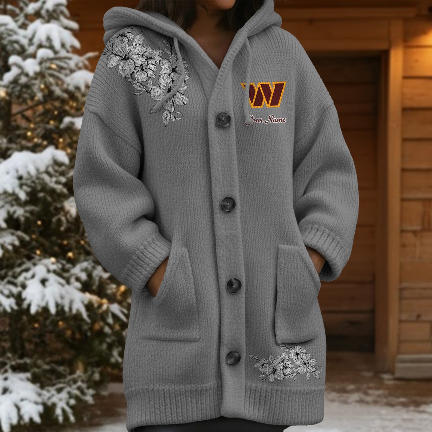 WAS x NFL Women's Casual Knitted Hooded Cardigan DATND TANTD 211125