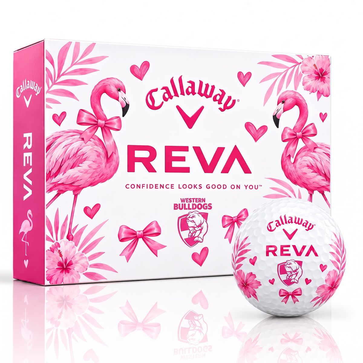 WB X Callaway REVA AFL Tropical Pink Bow Golf Ball Set for Her