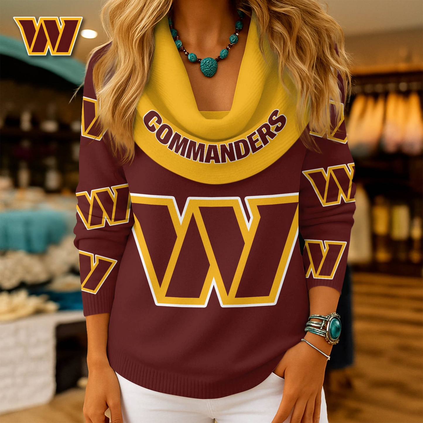 WC Premium NFL Fan Cowl Neck Sweater 3D Shirt DDT NTL