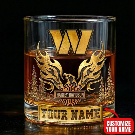 WC Premium NFL Motorcycle Personalized Whiskey Glass DDT NTL
