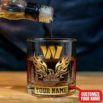 WC Premium NFL Motorcycle Personalized Whiskey Glass DDT NTL
