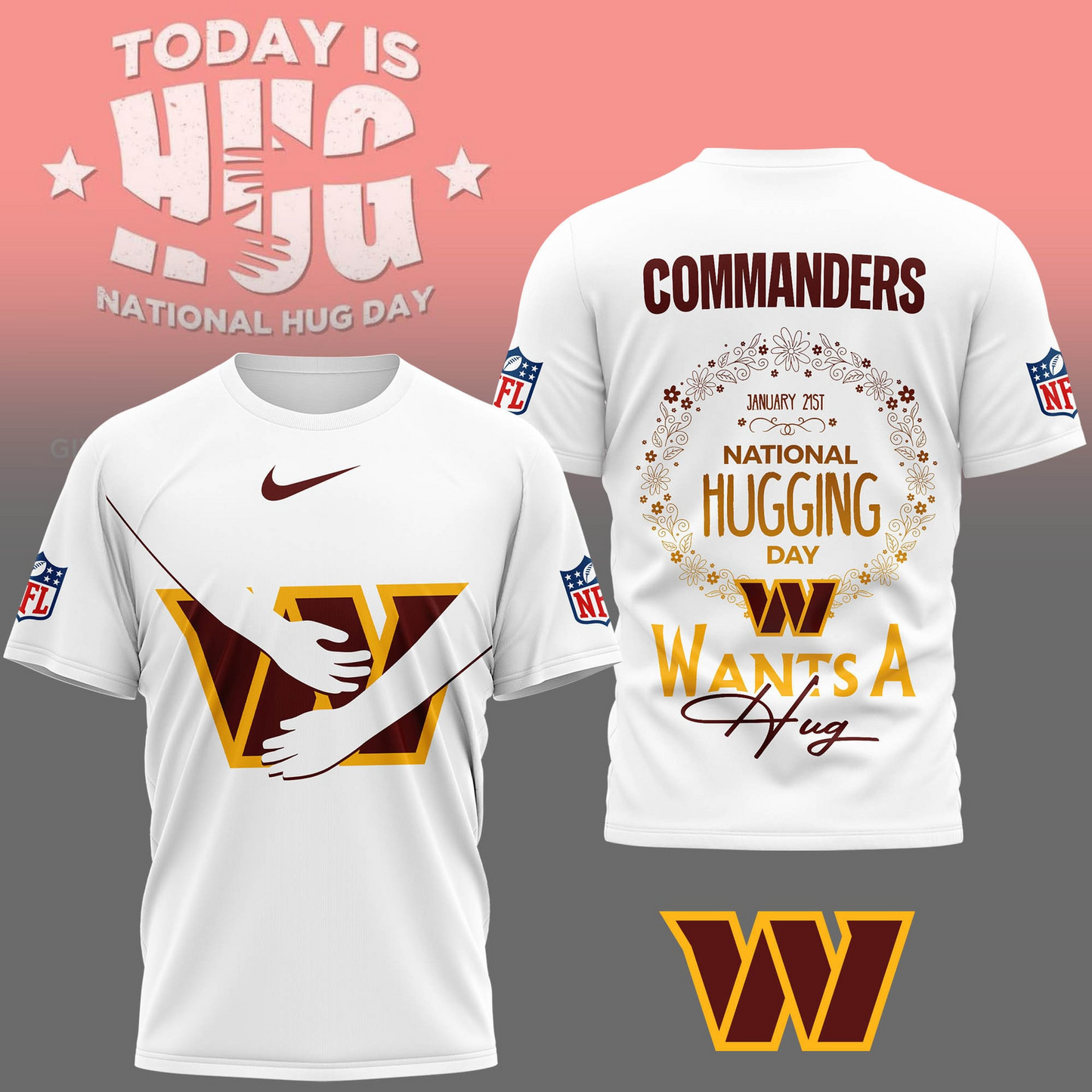 WC Premium NFL National Hugging Day 3D Shirt DDT NTL