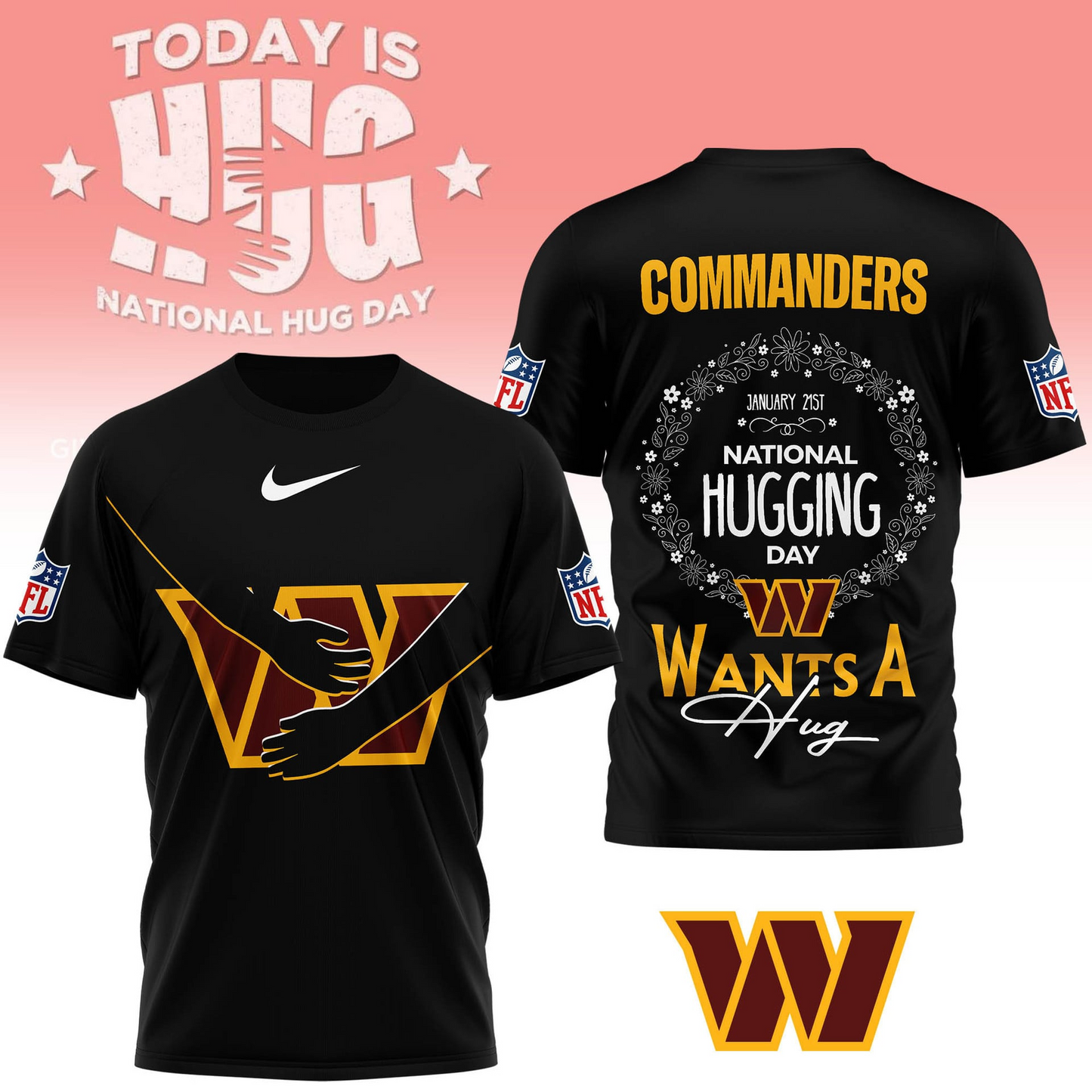 WC Premium NFL National Hugging Day 3D Shirt DDT NTL