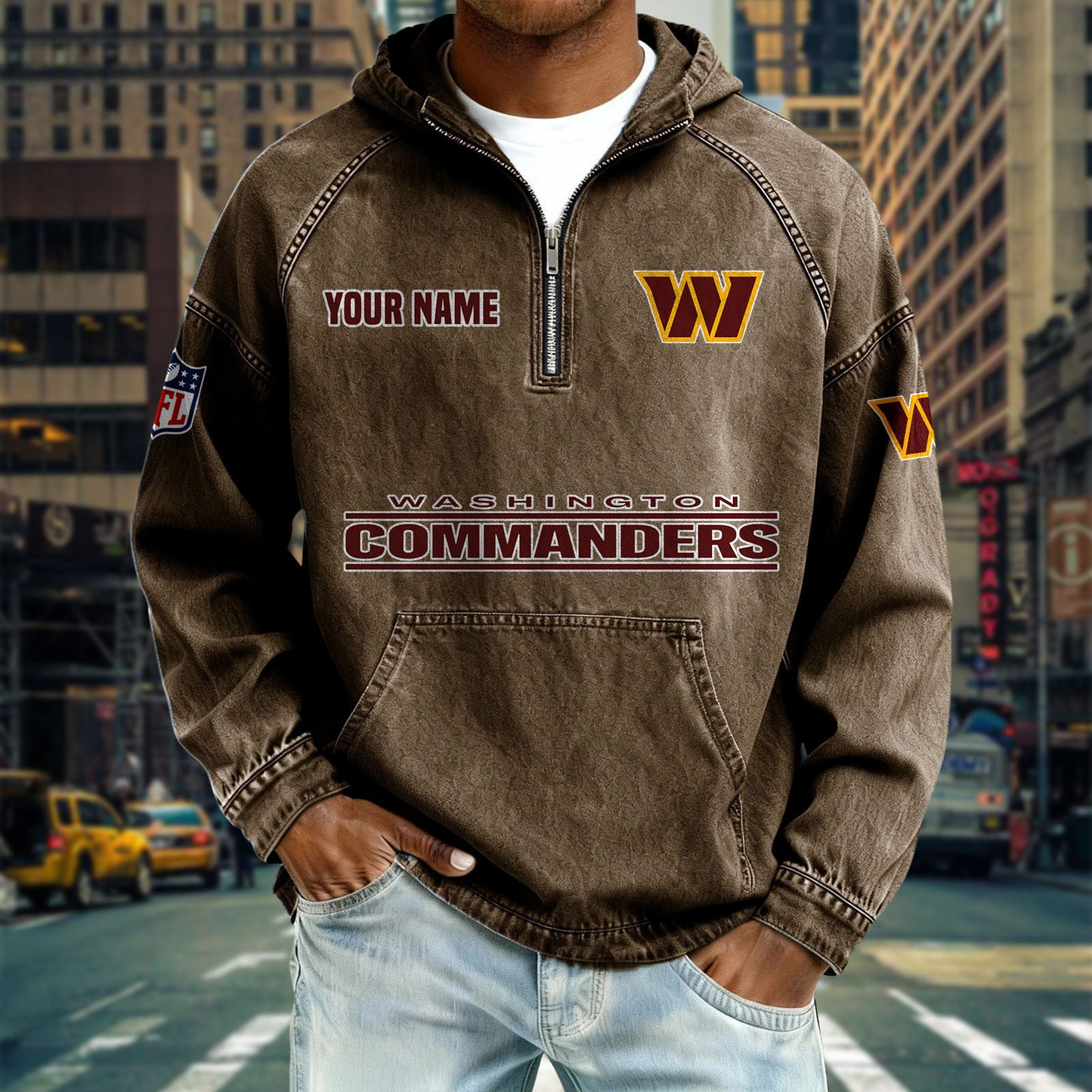 WC x NFL Denim Long - Sleeved Hooded Sweatshirt DDT NTL