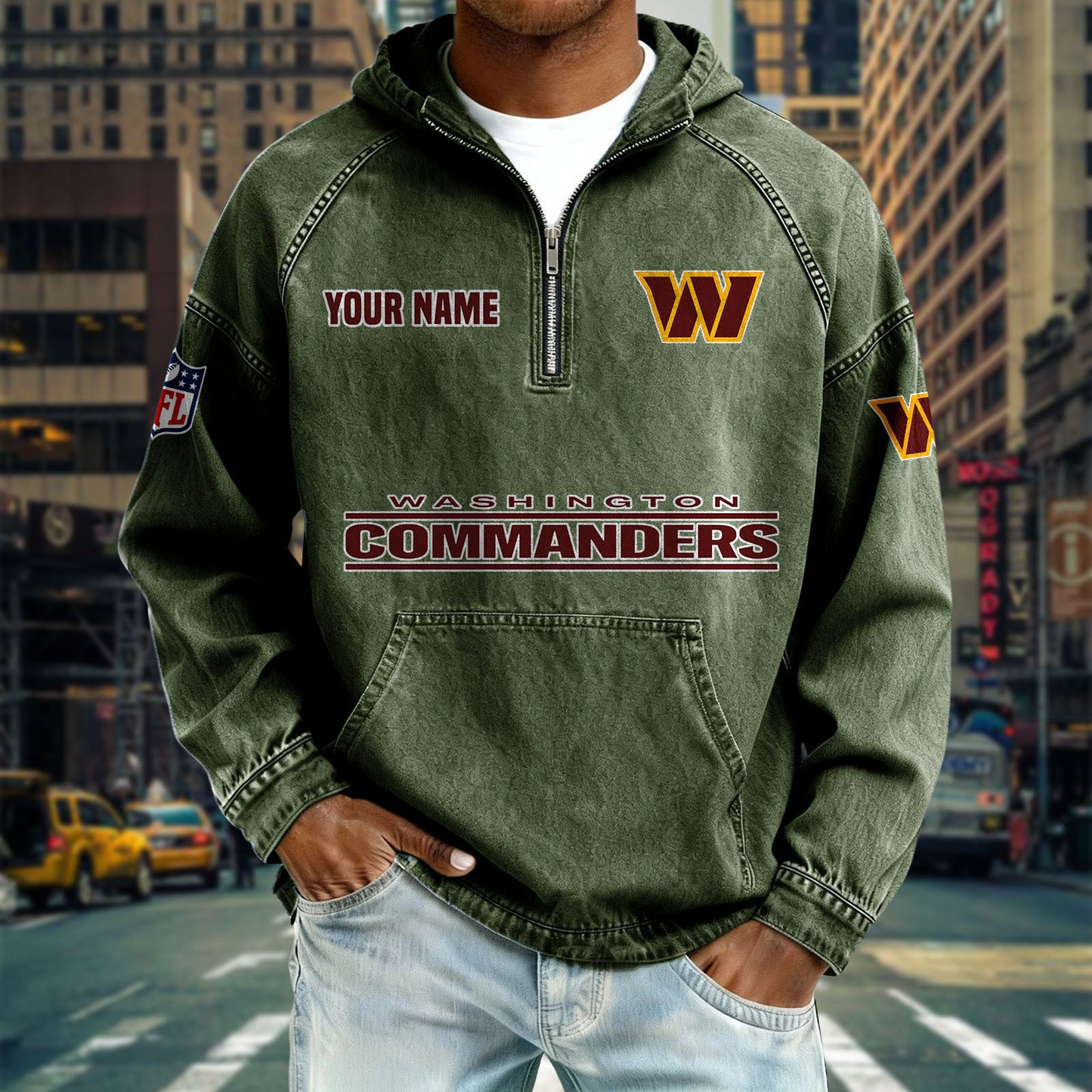 WC x NFL Denim Long - Sleeved Hooded Sweatshirt DDT NTL