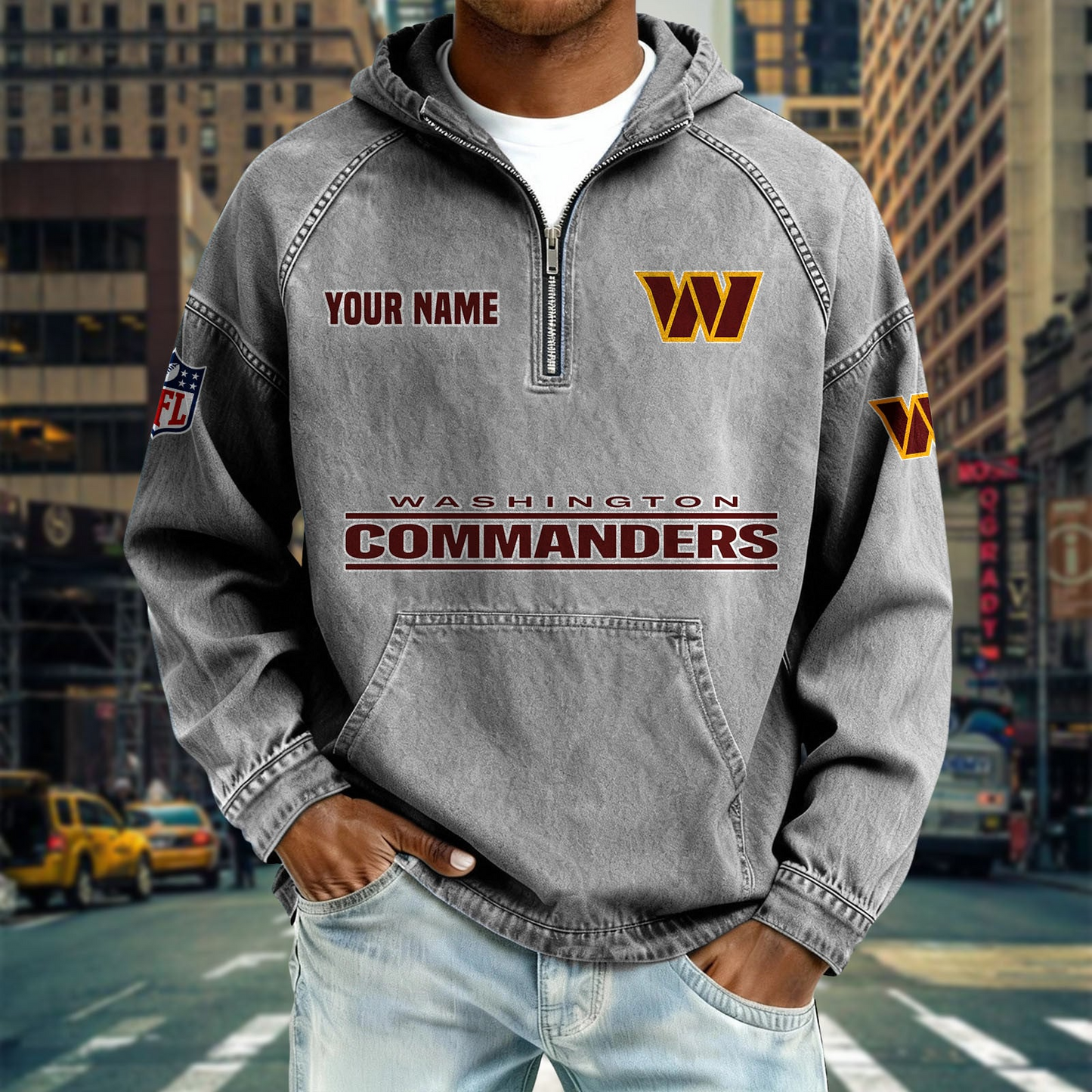 WC x NFL Denim Long - Sleeved Hooded Sweatshirt DDT NTL