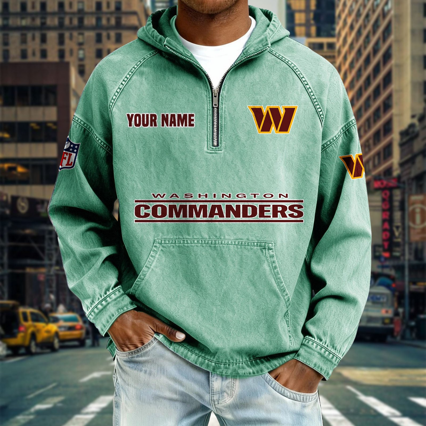 WC x NFL Denim Long - Sleeved Hooded Sweatshirt DDT NTL