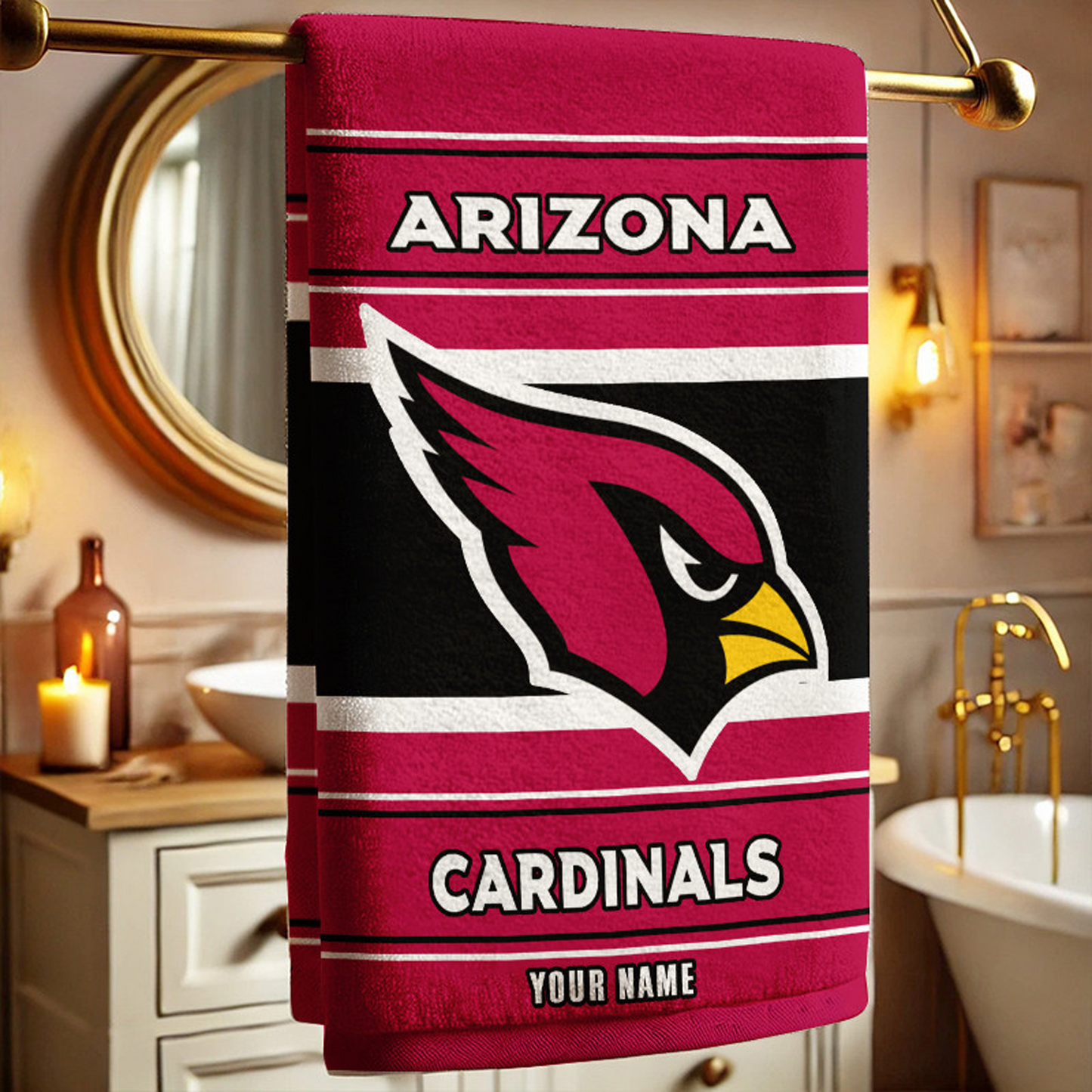 ARI X NFL New Bath Towel Custom Any Name Gifts NAK NHT