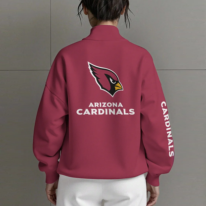 ARI X NFL Women Plain Color Zip Up Long Sleeve Sweatshirt NAK NHT