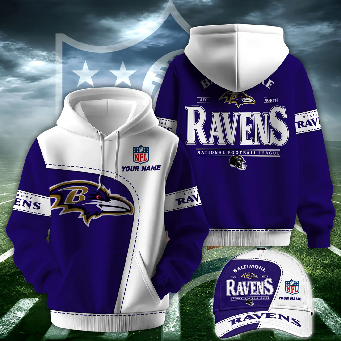 BAL X NFL Classic Logo Limited Edition Hoodie And Cap NAK NHT