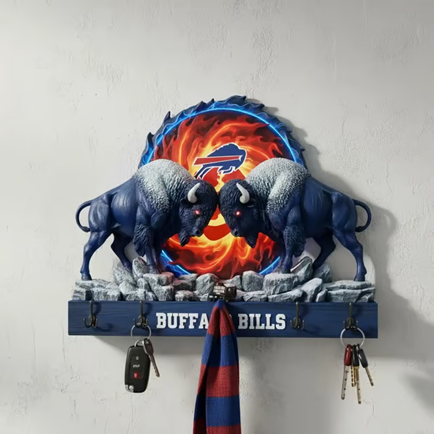BUF X NFL Originality Verification Football Team Wall Key Holder NAK THUONGNH