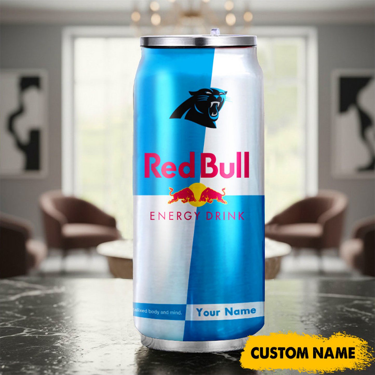 CAR x NFL Mix RedB Drink Can Tumbler Custom Any Name DATND TANTD