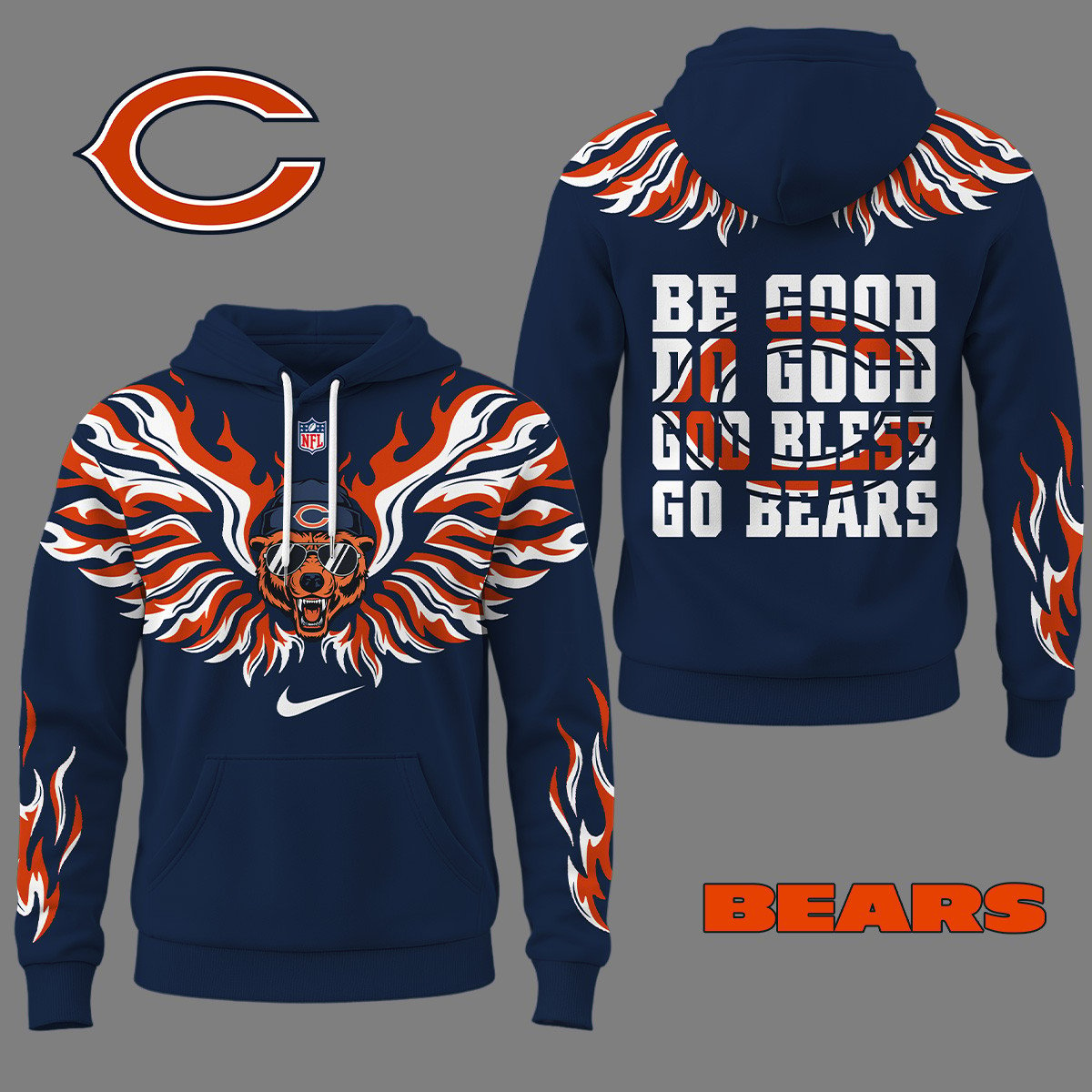 CHI Premium NFL Fire Wings 3D Hoodie DDT CTND