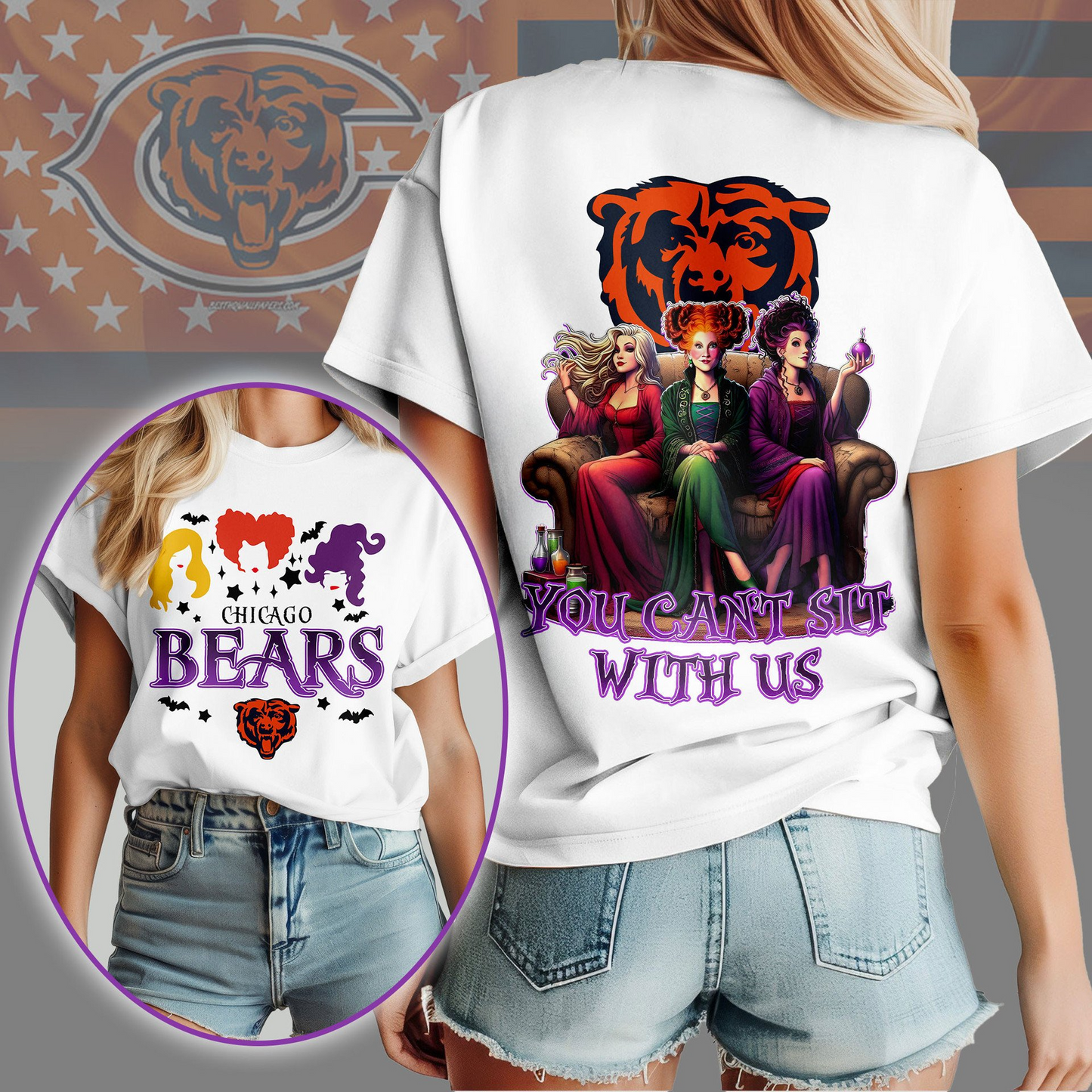 CHI Premium NFL You Can't Sit With Us 3D T-shirt DDT NTL