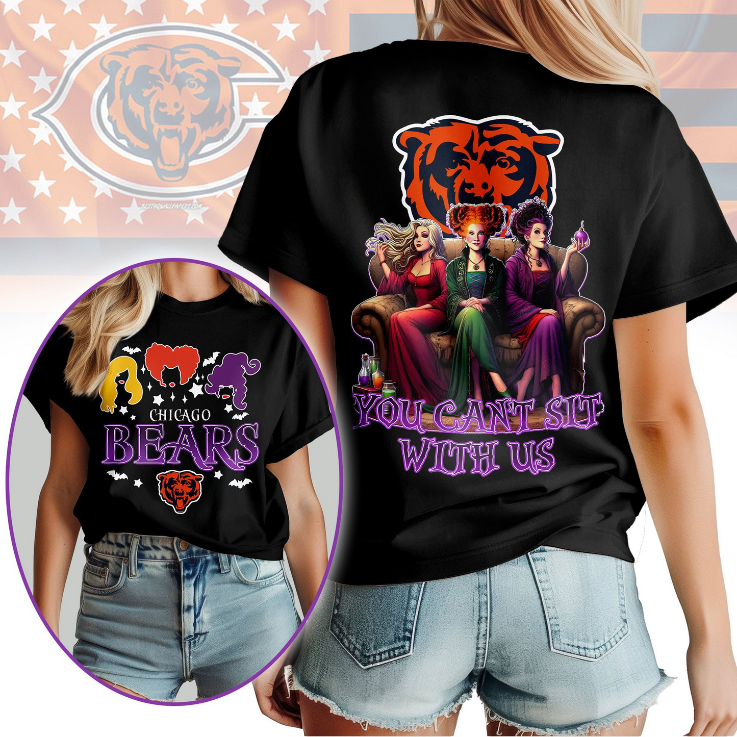 CHI Premium NFL You Can't Sit With Us 3D T-shirt DDT NTL