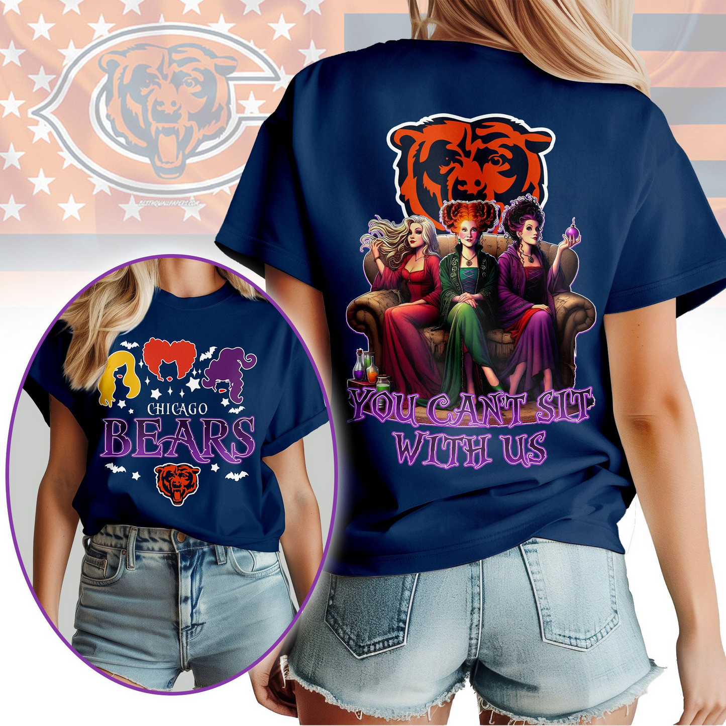 CHI Premium NFL You Can't Sit With Us 3D T-shirt DDT NTL