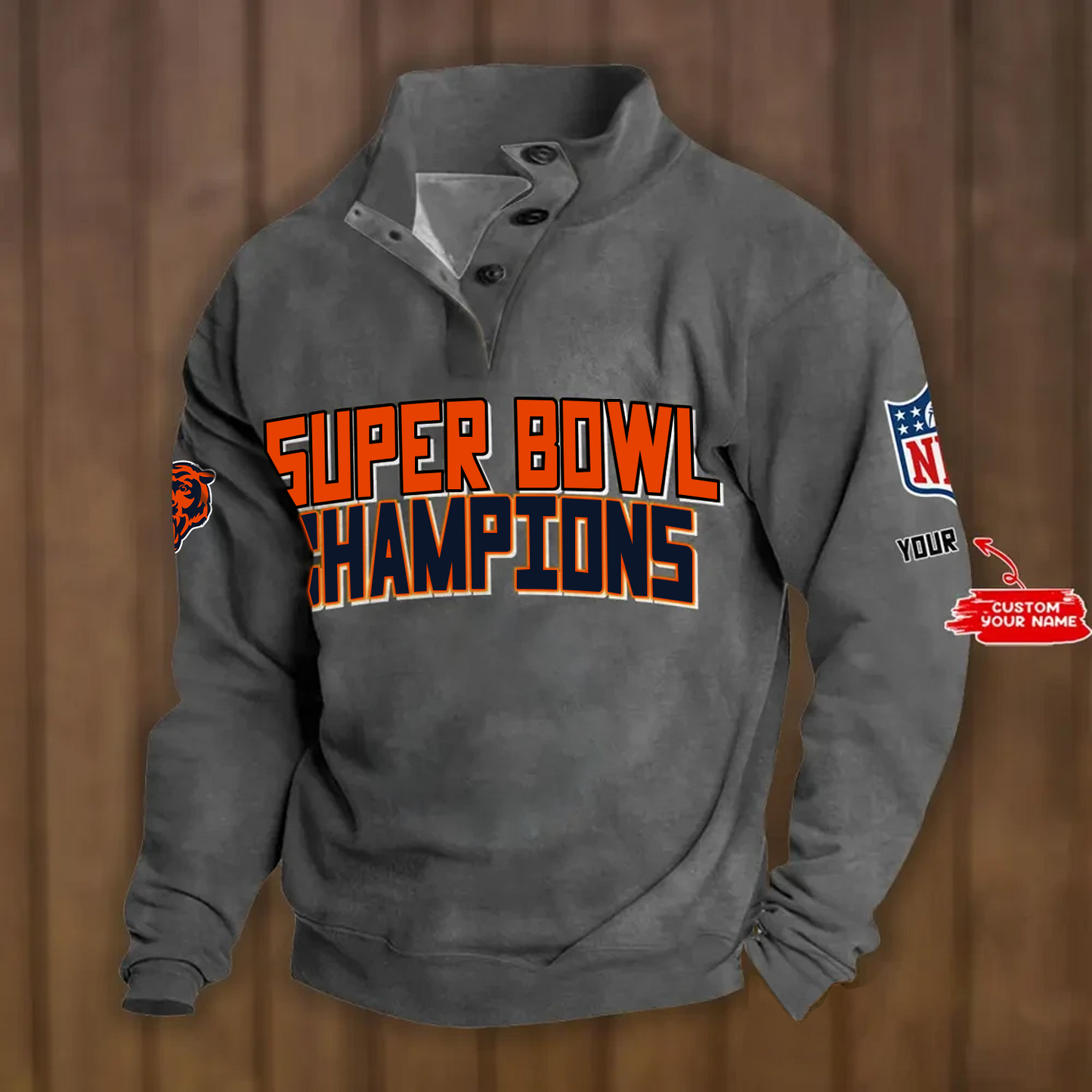 CHI x NFL Double Breasted Stand Collar Hoodies DATND TANTD