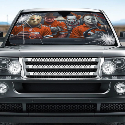 CHI x NFL Horror Car Sunshade For Fan DDT CTND