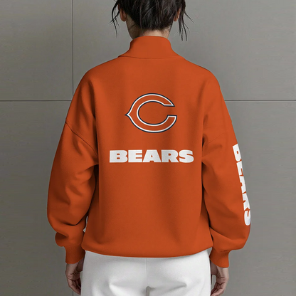 CHI X NFL Women Plain Color Zip Up Long Sleeve Sweatshirt NAK NHT