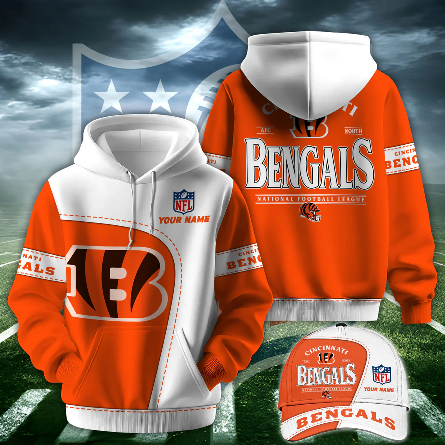 CIN X NFL Classic Logo Limited Edition Hoodie And Cap NAK NHT