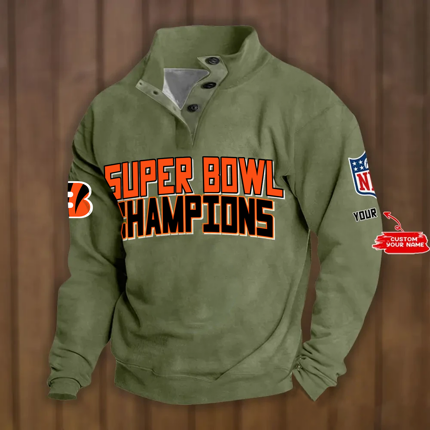 CIN x NFL Double Breasted Stand Collar Hoodies DATND TANTD