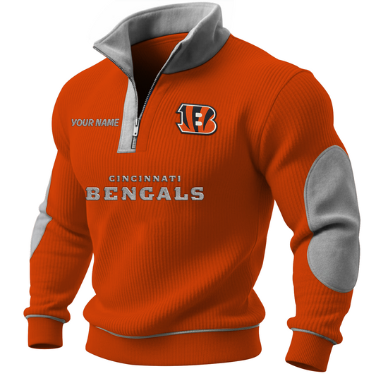 CIN x NFL PREMIUM LONG ZIP POLO SHIRT DATND TANTD