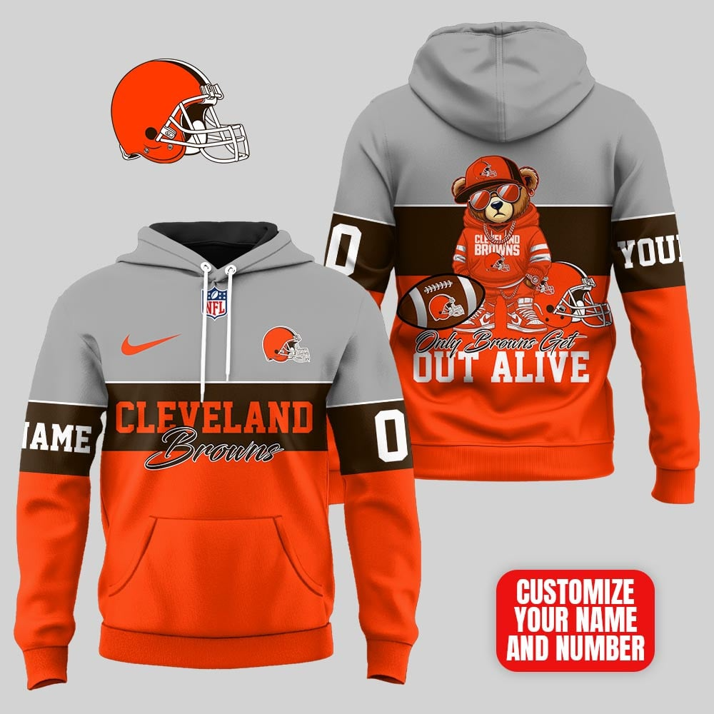 CLE Premium NFL Customizable Teddy Bear Hoodie DDT HLPHUONG