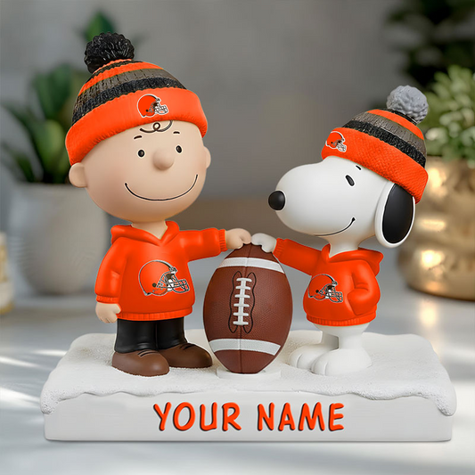 CLE X NFL And SnooPy Acrylic Block Plaque Custom Name Gifts NAK NHT