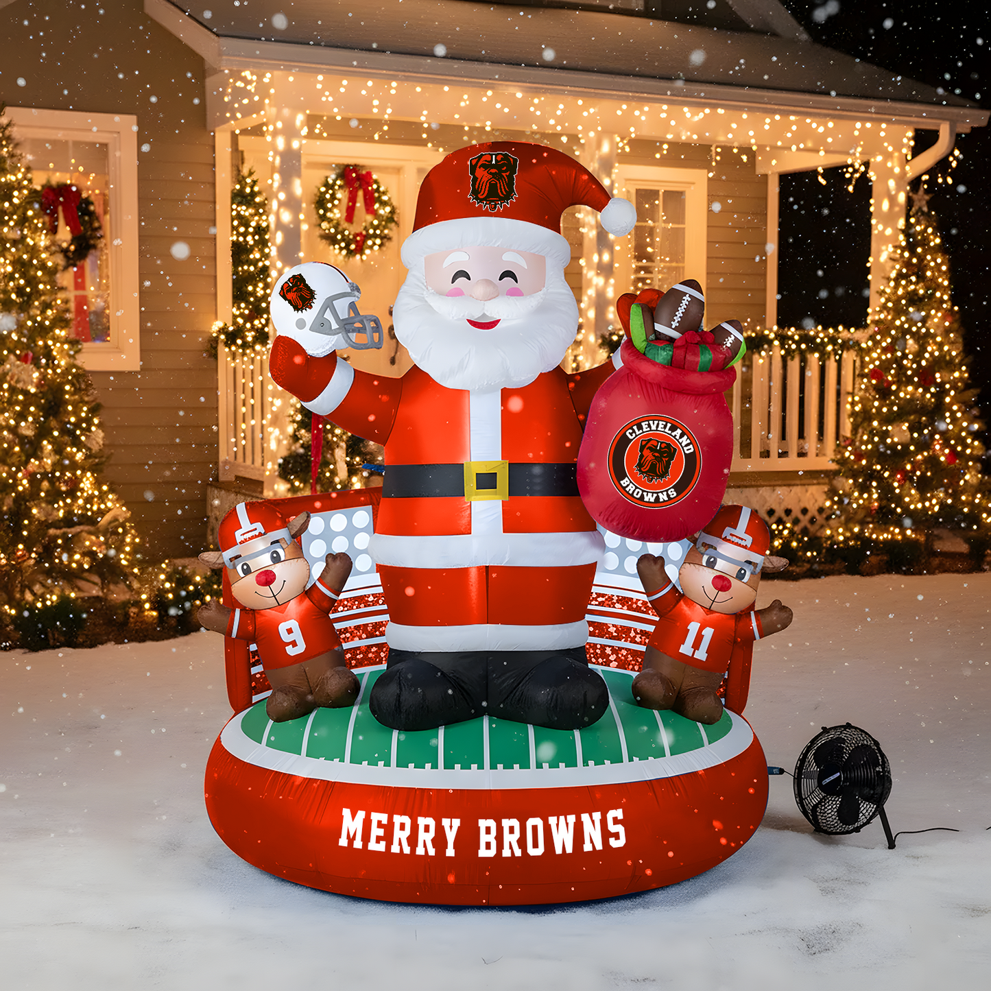 CLE X NFL Christmas Inflatable Team-Themed Santa & Reindeer NAK NHT