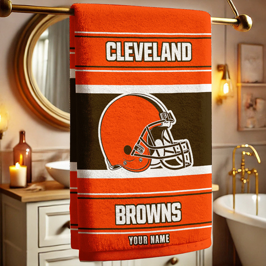 CLE X NFL New Bath Towel Custom Any Name Gifts NAK NHT