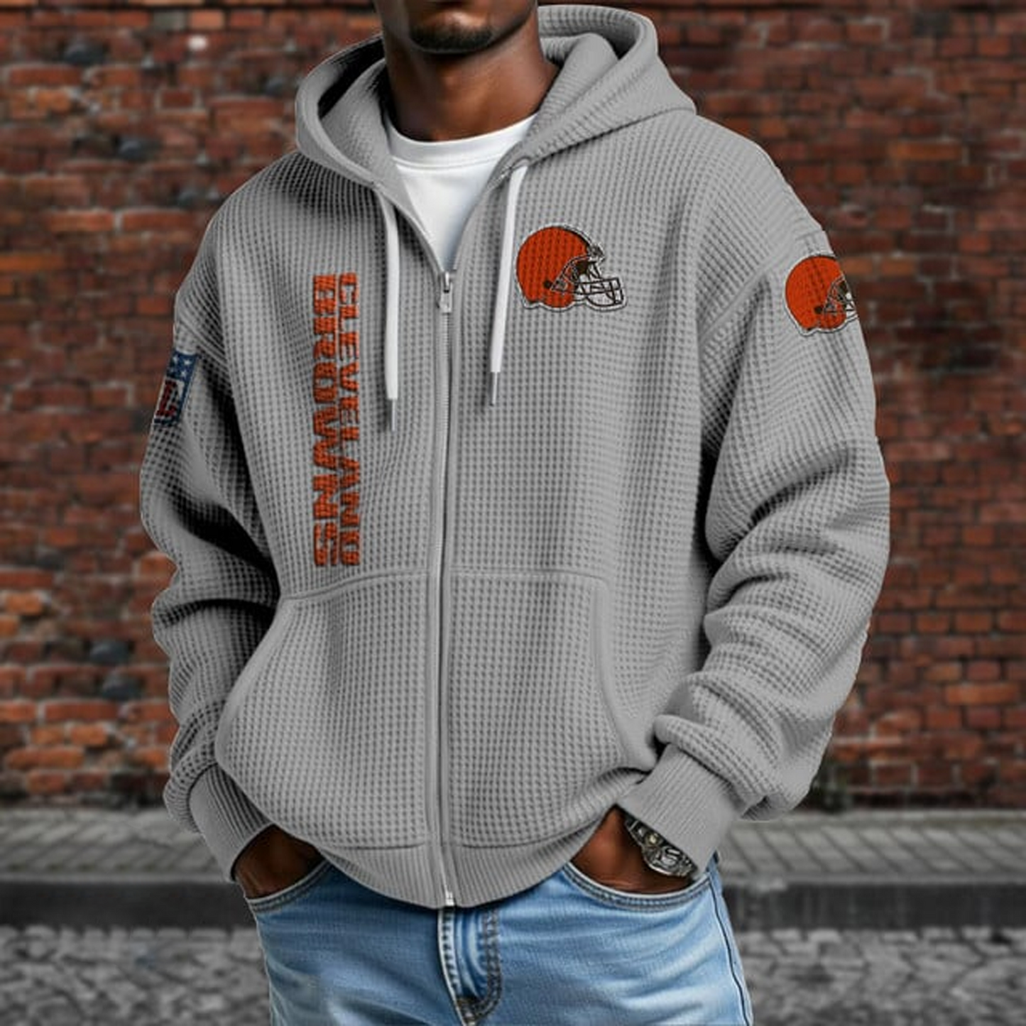 CLE X NFL Textured Lounge Zip-up Hoodie NAK NHT
