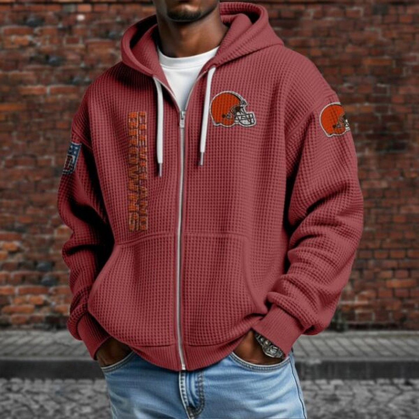 CLE X NFL Textured Lounge Zip-up Hoodie NAK NHT