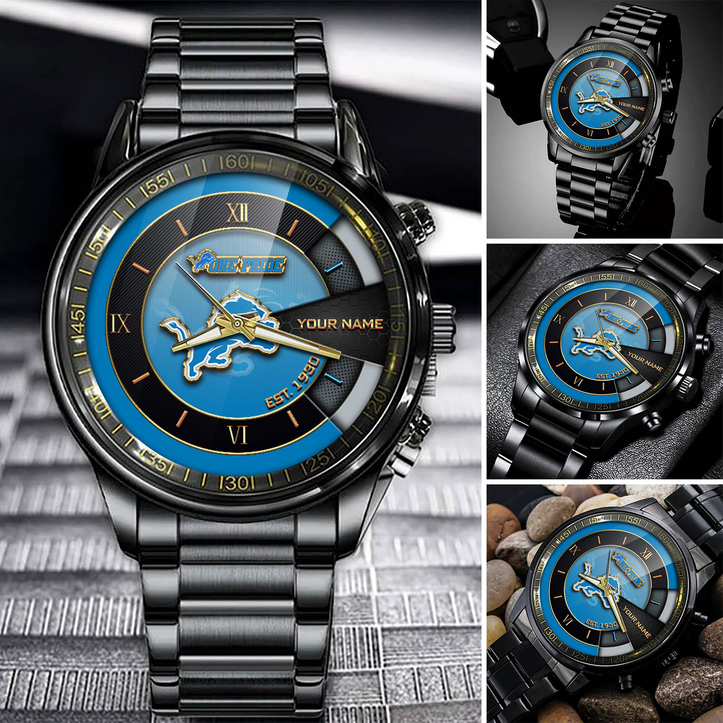 Customize Your Name DL x NFL Black Fashion Watch Fan Gifts DDT CTND