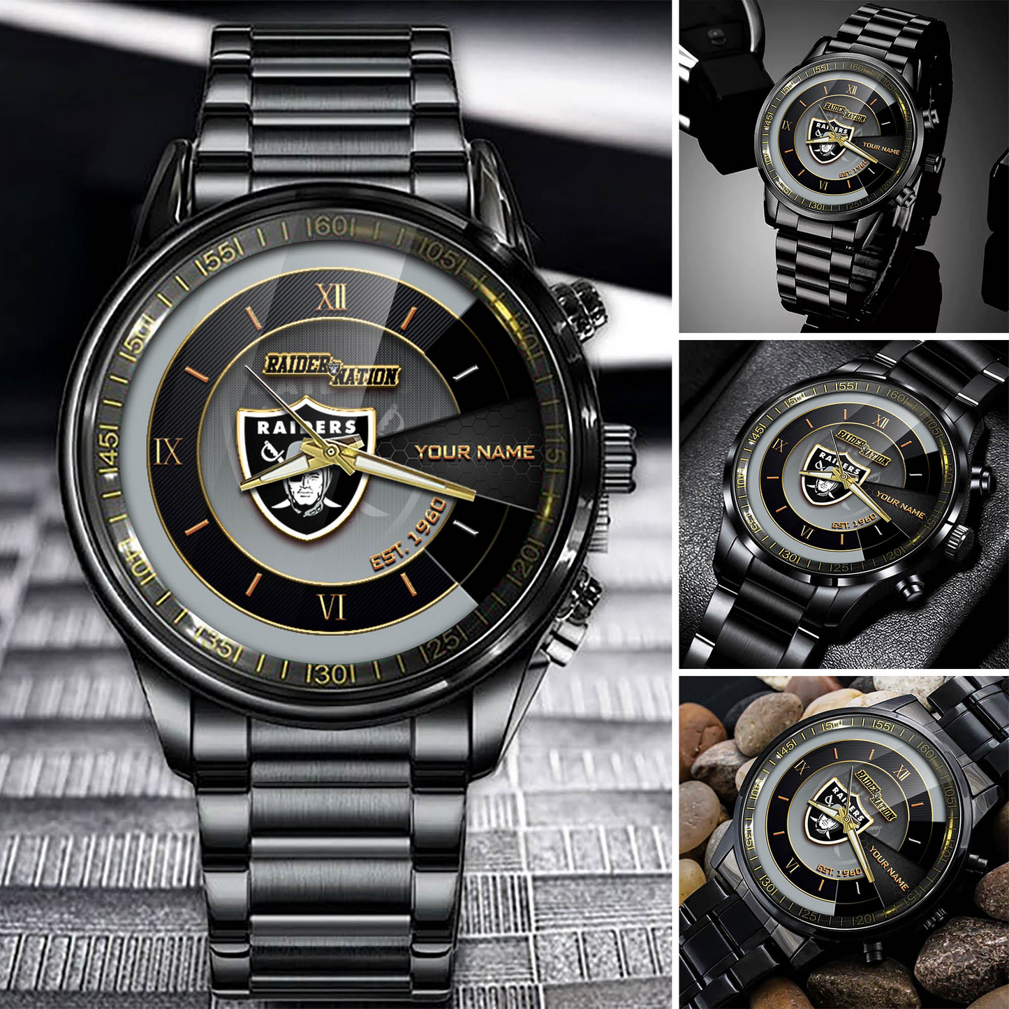 Customize Your Name LVR x NFL Black Fashion Watch Fan Gifts DDT CTND