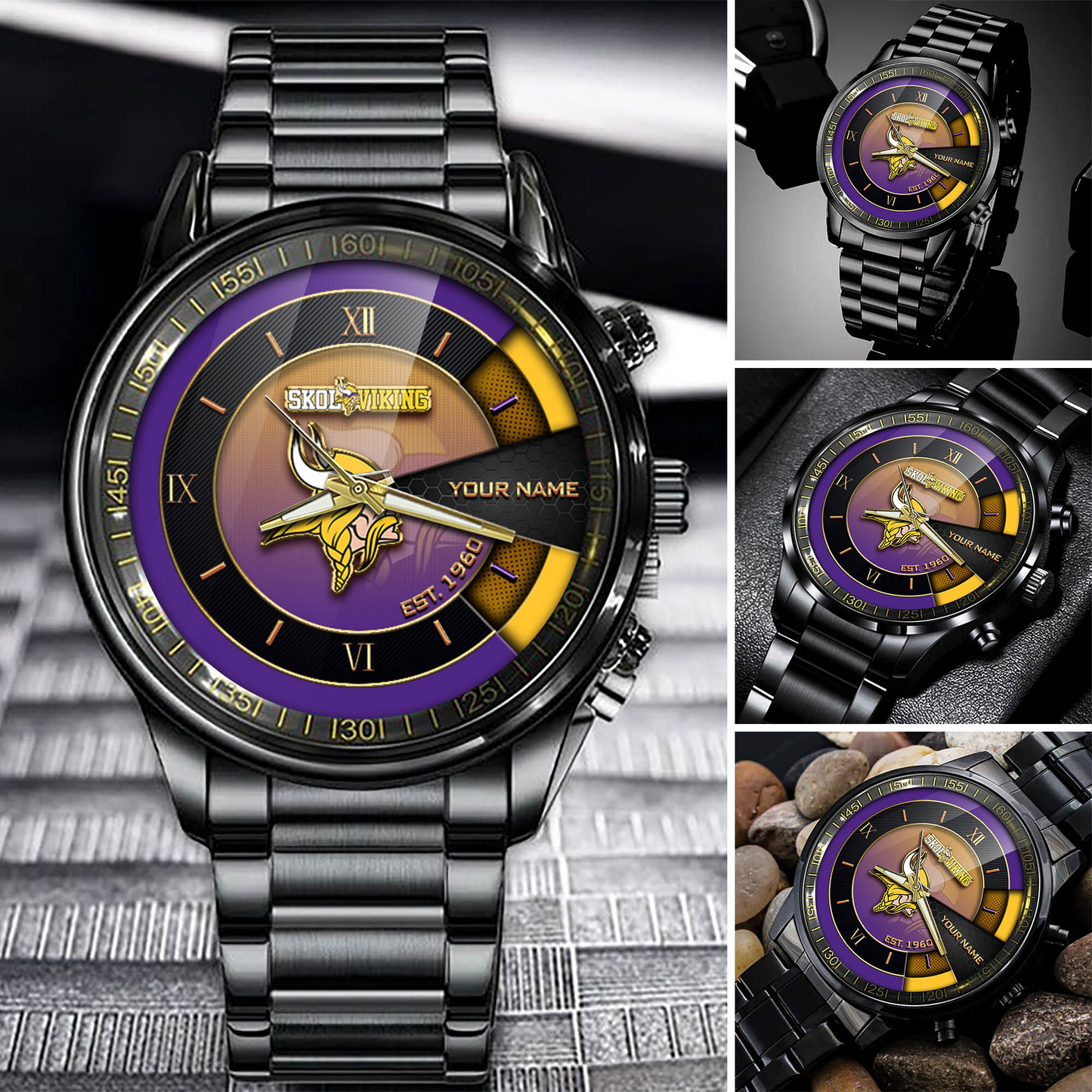 Customize Your Name MV x NFL Black Fashion Watch Fan Gifts DDT CTND