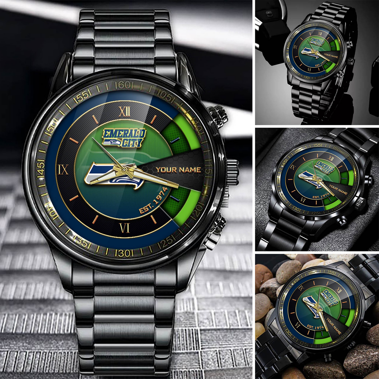 Customize Your Name SS x NFL Black Fashion Watch Fan Gifts DDT CTND