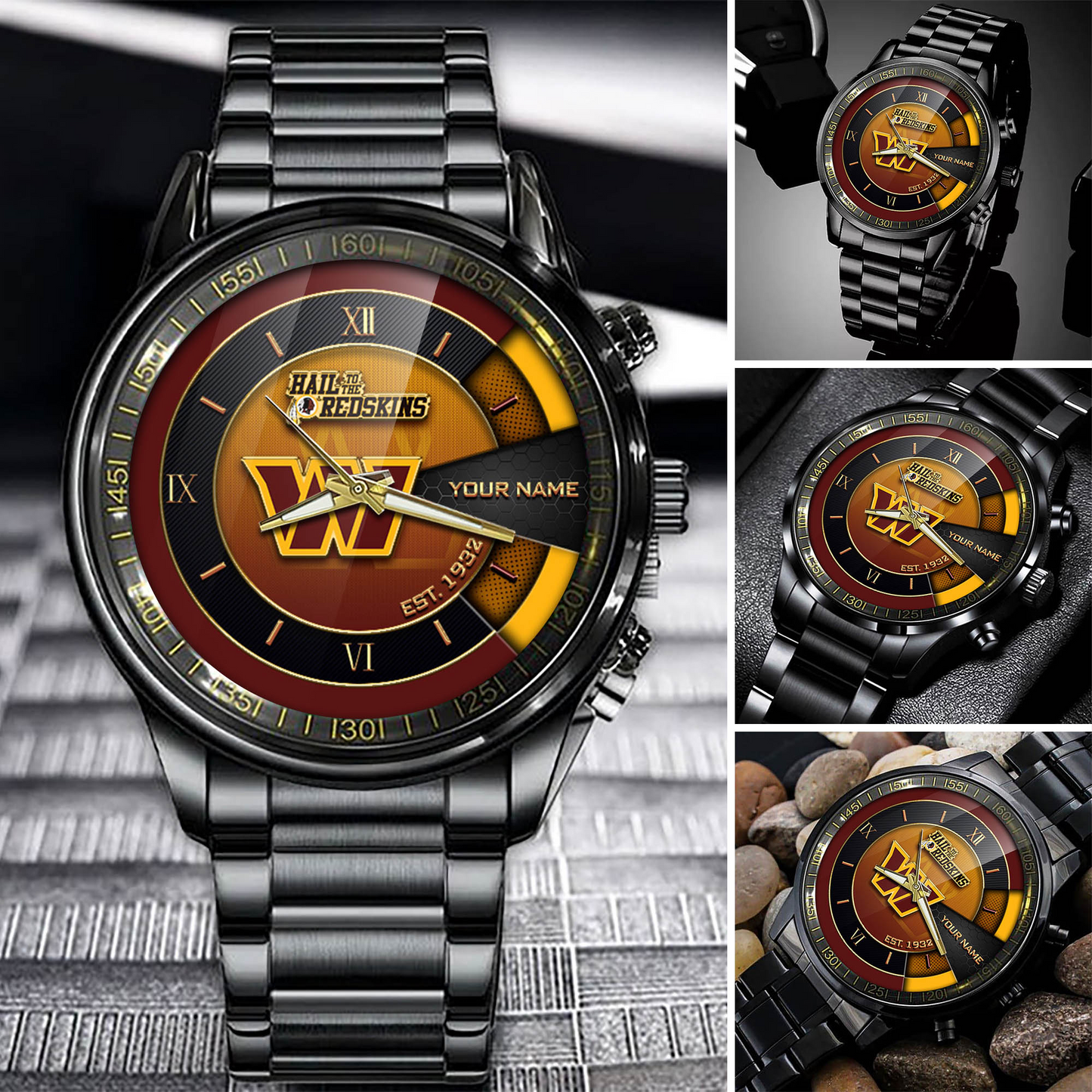 Customize Your Name WC x NFL Black Fashion Watch Fan Gifts DDT CTND