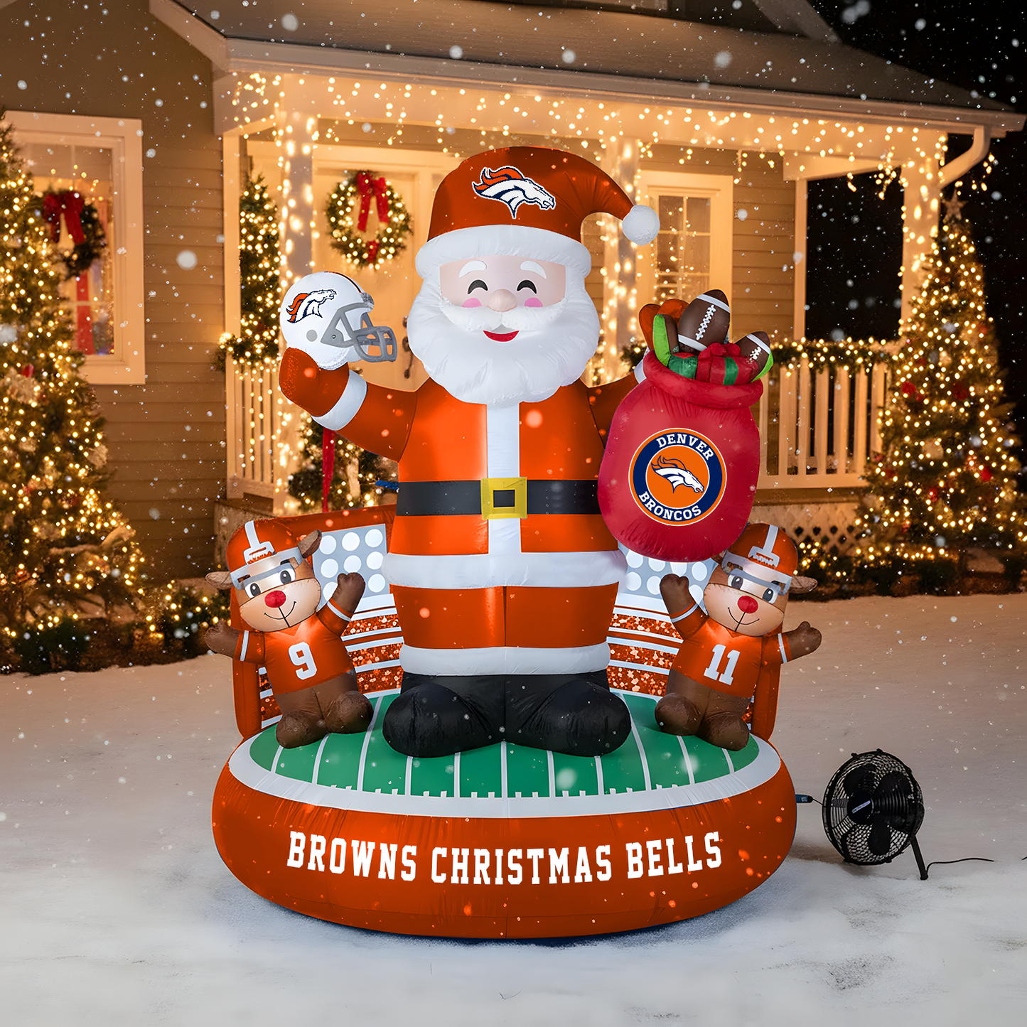 DEN X NFL Christmas Inflatable Team-Themed Santa & Reindeer NAK NHT