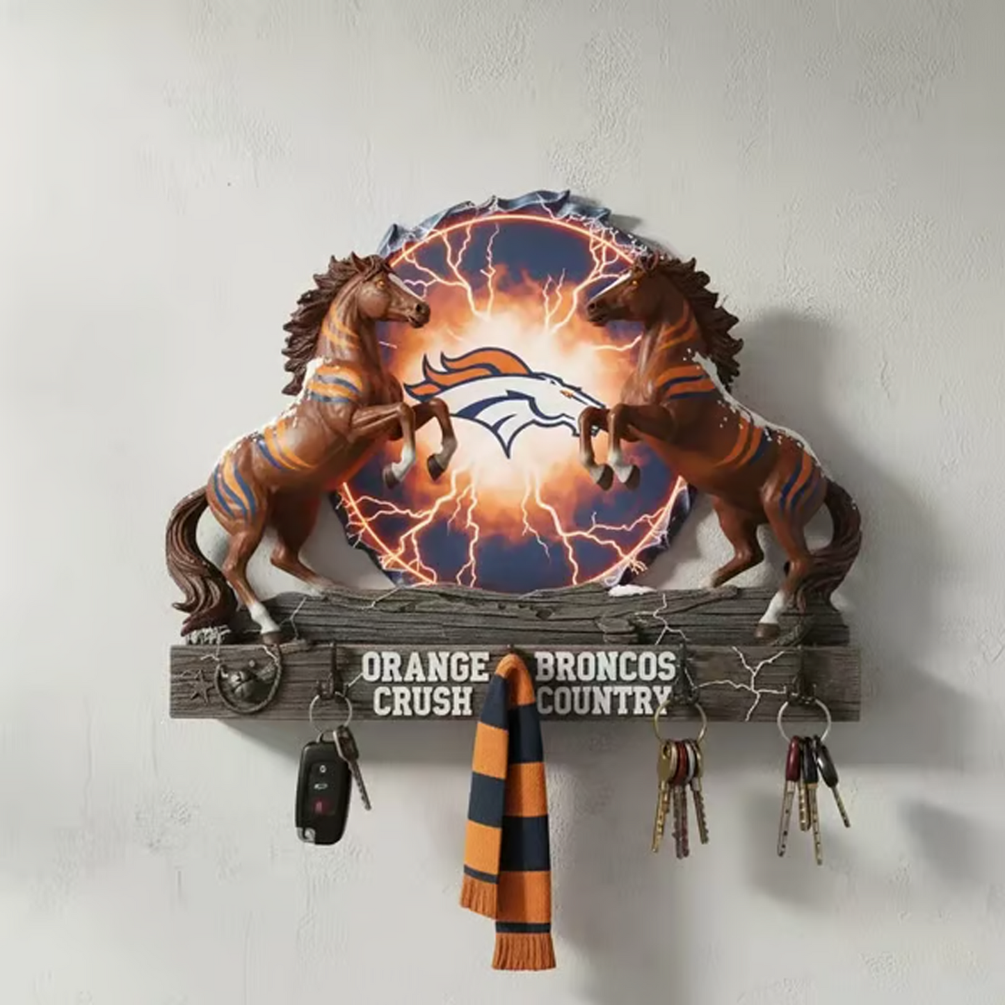 DEN X NFL Originality Verification Football Team Wall Key Holder NAK THUONGNH
