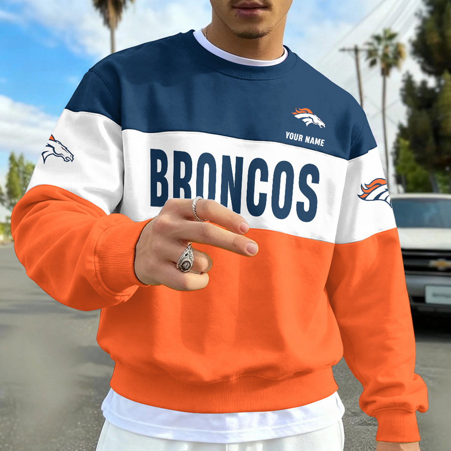 DEN X NFL Special NFL Long Sleeve Sweatshirt Custom Name Gift NAK NHT